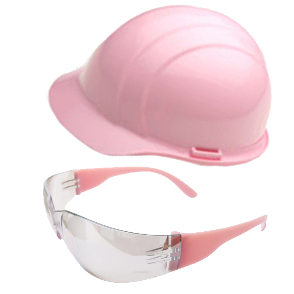 Charm and Hammer Light Pink Hard Hat Safety Glasses Pairing